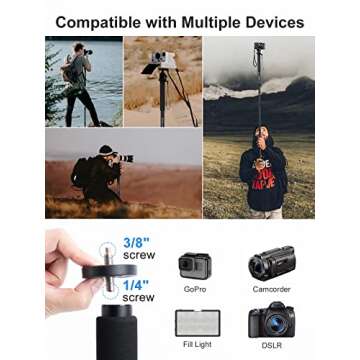 Camera Monopod, Moman MA65 Monopod with Feet Extendable Aluminum Pole with Tripod Stand Base for DSLR Camera Camcorder and Fill Light Max Load 22 Lbs, Camera-Monopod-Extendable-Portable-Aluminum