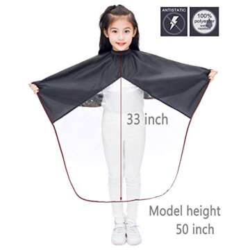 Kids Haircut Cape with Viewing Window, Kids Barber Cape for Hair Cutting-Black