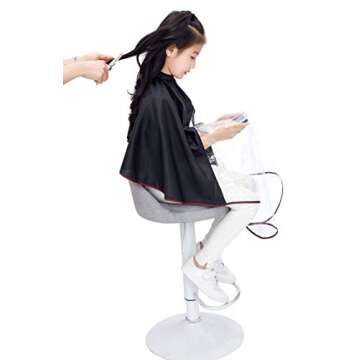Kids Haircut Cape with Viewing Window, Kids Barber Cape for Hair Cutting-Black