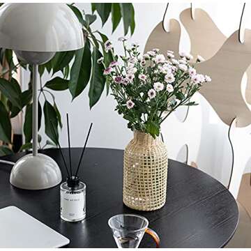 YISSEN Vintage Handwoven Seagrass Glass Vase, Square, Small