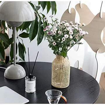 YISSEN Vintage Handwoven Seagrass Glass Vase for Home Decor