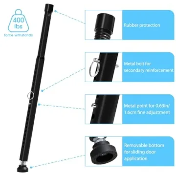 BsBsBest Adjustable Sliding Door Security Bar 16.5" to 51"