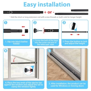 BsBsBest Adjustable Sliding Door Security Bar 16.5" to 51"