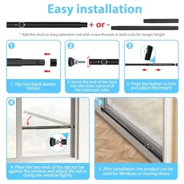 BsBsBest Adjustable Sliding Door Security Bar 16.5" to 51"