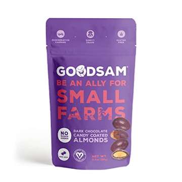 GoodSAM Dark Chocolate Covered Almonds 3.5oz (3 Pack) - Healthy, Vegan, Keto, Non-GMO, Sustainable