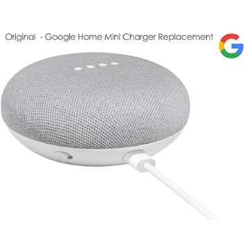 Google Home Mini Power Cord, Replacement Original Google AC Charger Adapter Power Supply G1009 Micro-USB - Bulk Packaging - White