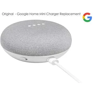 Google Home Mini Power Cord, Replacement Original Google AC Charger Adapter Power Supply G1009 Micro-USB - Bulk Packaging - White