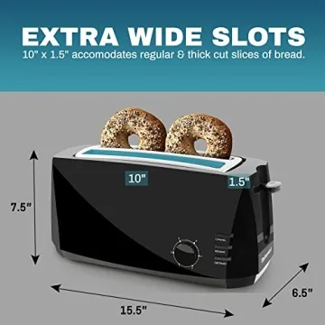 Elite Gourmet Long Slot Toaster with 6 Toast Settings