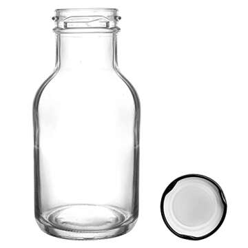 Kingrol 16 Pack 8 oz Hot Sauce Bottles with Leak Proof Screw Caps, Wide Mouth Glass Bottles with Lids for Milk, Beverages, Oil, Salad Dressing