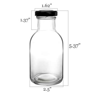 Kingrol 16 Pack 8 oz Hot Sauce Bottles with Leak Proof Screw Caps, Wide Mouth Glass Bottles with Lids for Milk, Beverages, Oil, Salad Dressing