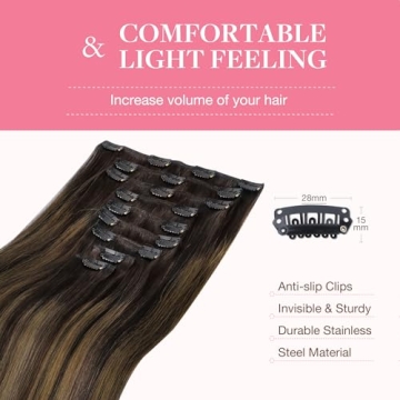 GOO GOO Clip in Hair Extensions Real Human Hair 14inch