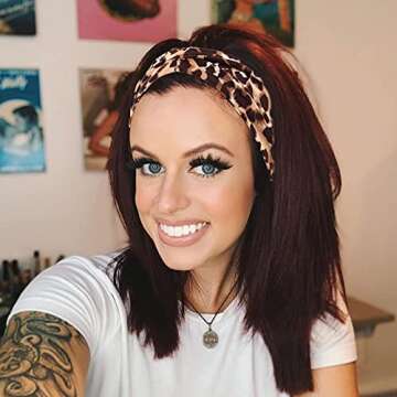 DRESHOW Boho Print Fashion Headbands Yoga Sports Headbands for Women Elastic Non-Slip Headbands Workout Running Hair Bands 6 Pack