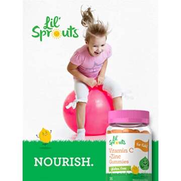Vitamin C and Zinc Gummies for Kids | 36 Count | Vegan, Non-GMO, Gluten Free Supplement | by Lil' Sprouts