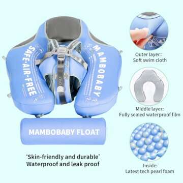 Cloth Add Tail Avoid Flip Over UPF 50+ Size Improved Mambobaby Non Inflatable Baby Float Swim Traine...