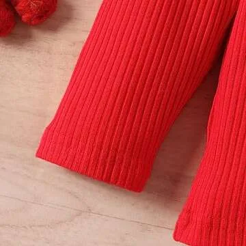 FYBITBO Toddler Little Girls Christmas Outfits Turtleneck Long Sleeve Sweater Shirt+Plaid Skirt Dress Fall Winter Clothes Set (Red-Plaid Skirt Outfit, 3-4T)