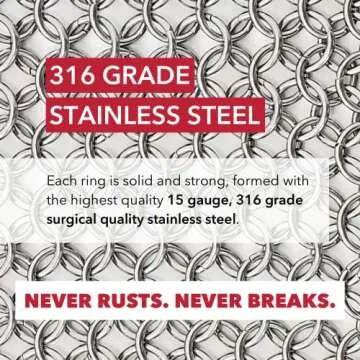 CM SCRUBBER Knapp Made Original 4" Cast Iron Scrubber- Chainmail Scrubber for Cast Iron Pans, Hard Anodized Cookware and Other Pots. Stainless Steel Cast Iron Cleaner.