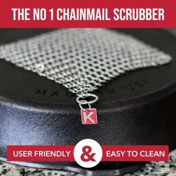 CM SCRUBBER Knapp Made Original 4" Cast Iron Scrubber- Chainmail Scrubber for Cast Iron Pans, Hard Anodized Cookware and Other Pots. Stainless Steel Cast Iron Cleaner.