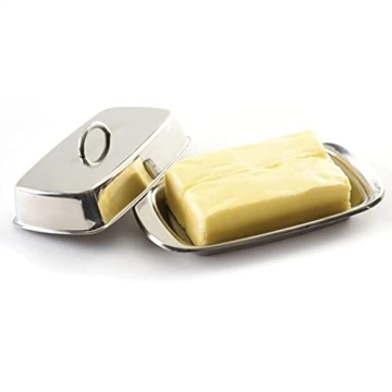 Norpro Stainless Steel Double Covered Butter Dish for Easy Storage