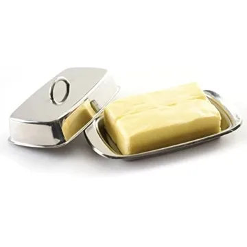 Norpro Stainless Steel Double Covered Butter Dish for Easy Storage