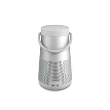 Bose SoundLink Revolve+ (Series II) Bluetooth Speaker, Portable Speaker with Microphone, Wireless and Water Resistant with 360 Degree Sound, Long Lasting Battery and Handle, Silver
