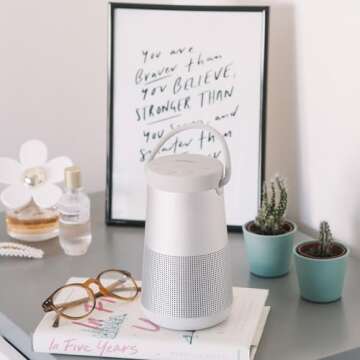 Bose SoundLink Revolve+ (Series II) Bluetooth Speaker, Portable Speaker with Microphone, Wireless and Water Resistant with 360 Degree Sound, Long Lasting Battery and Handle, Silver