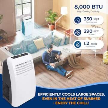 3-in-1 Portable Air Conditioner with Built-in Dehumidifier Function,Fan Mode, Remote Control, Complete Window Mount Exhaust Kit