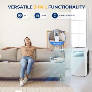 3-in-1 Portable Air Conditioner with Built-in Dehumidifier Function,Fan Mode, Remote Control, Complete Window Mount Exhaust Kit