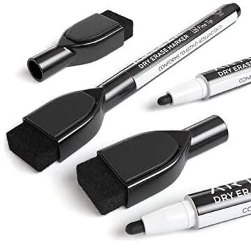 ARTEZA Black Dry Erase Markers with Erasers, Pack of 36, Fine Tip, Magnetic Whiteboard Markers for S...