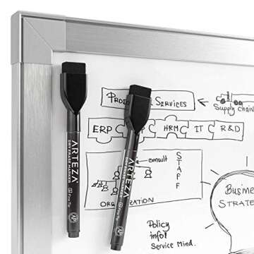 ARTEZA Black Dry Erase Markers with Erasers, Pack of 36, Fine Tip, Magnetic Whiteboard Markers for School