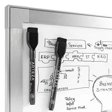 ARTEZA Black Dry Erase Markers with Erasers, Pack of 36, Fine Tip, Magnetic Whiteboard Markers for School
