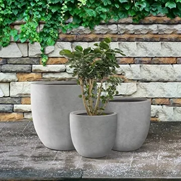 Kante Round Concrete Planters Set of 3 for Modern Decor