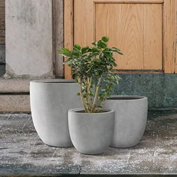 Kante Round Concrete Planters Set of 3 for Modern Decor