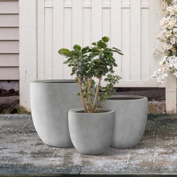 Kante Round Concrete Planters Set of 3 for Modern Decor