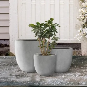 Kante Round Concrete Planters Set of 3 for Modern Decor