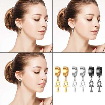 Stylish OIDEA 3 Pairs Stainless Steel Huggie Hoop Earrings