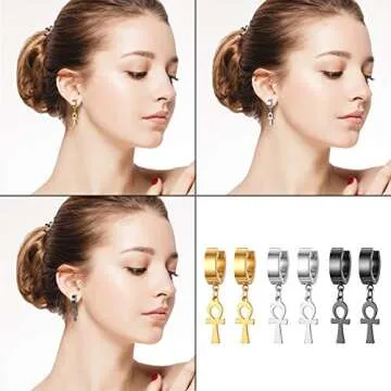 Stylish OIDEA 3 Pairs Stainless Steel Huggie Hoop Earrings