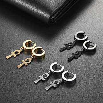 Stylish OIDEA 3 Pairs Stainless Steel Huggie Hoop Earrings