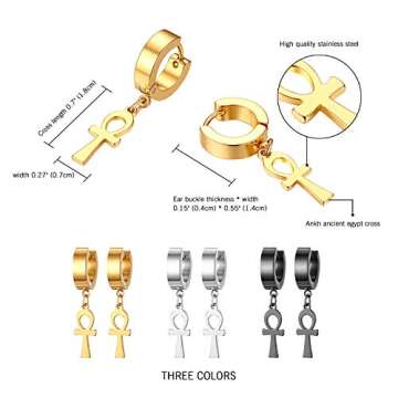 Stylish OIDEA 3 Pairs Stainless Steel Huggie Hoop Earrings