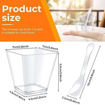 Oomcu 50 Pack 7 Oz Clear Plastic Dessert Cups with Spoons