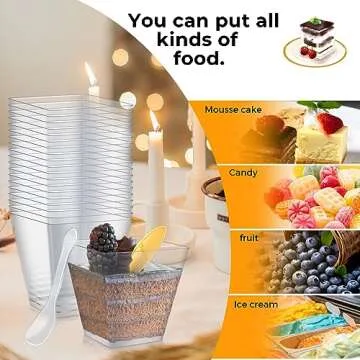 Oomcu 50 Pack Square Clear Plastic Dessert Cups
