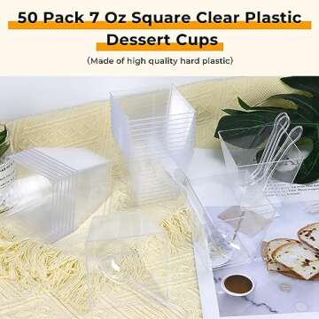 Oomcu 50 Pack Square Clear Plastic Dessert Cups