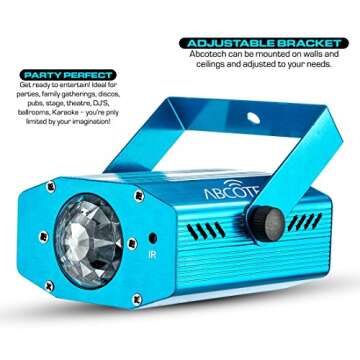 Party Projector Stage Light – 7 Color Ocean Wave Strobe Disco Lights with Variable Speeds – Music/Auto Mode - Perfect for Weddings, Karaoke, Bars, Parties, Xmas & DJ - Includes A Remote Controller