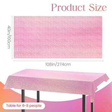 2 pcs Pale Pink Holographic Laser Tablecloths Light Pink Shiny Table Covers 40" x 108" Foil Disposab...