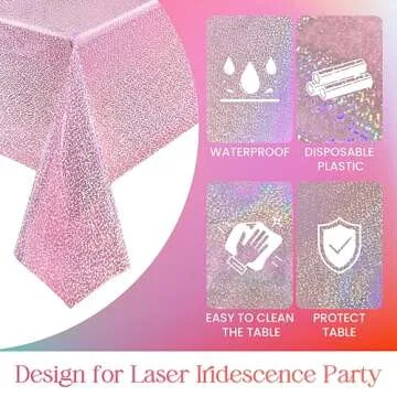 2 pcs Pale Pink Holographic Laser Tablecloths Light Pink Shiny Table Covers 40" x 108" Foil Disposable Rectangle Table cloths for Girl Birthday Party Wedding Anniversary Bachelorette Baby Shower Décor