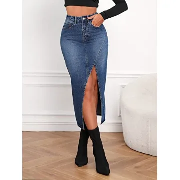 SweatyRocks Women’s Casual Denim Midi Skirt - Effortless Style