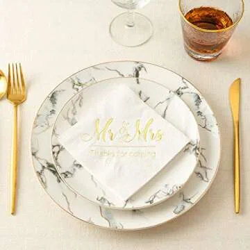 Crisky Gold Cocktail Napkins for Weddings and Showers