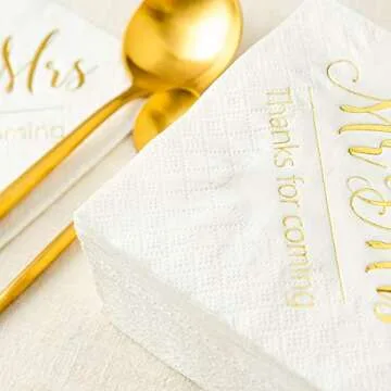 Crisky Gold Cocktail Napkins for Weddings and Showers