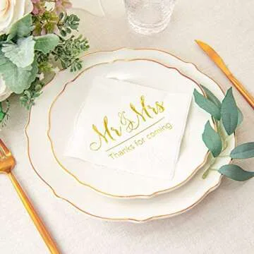 Crisky Gold Cocktail Napkins for Weddings and Showers