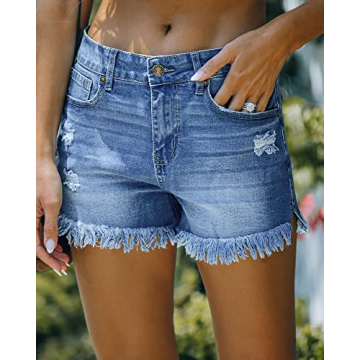 Luvamia Women's High Waisted Denim Shorts for Summer