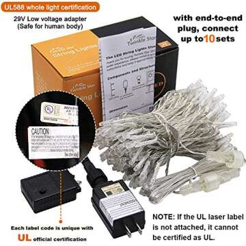 Twinkle Star 100 LED String Light for Wedding Party Bedroom,33 ft for Plug in String Lights 8 Modes Waterproof for Indoor Outdoor (*Warm White, 33 ft)